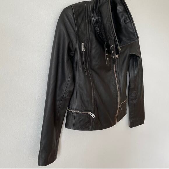 NWT All Saints Bales Biker Leather Jacket Women's XS - Picture 9 of 13